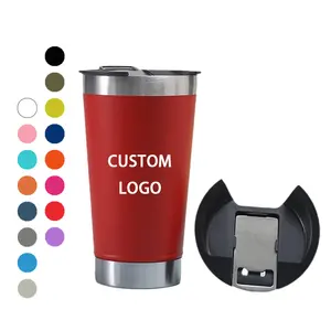 The new double wall stainless steel vacuum beer mug travel beer cup with bottle opener 16oz