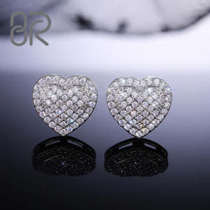 Moissanite Jewelry VVS <b>Earrings</b> Factory Wholesale Fast Shipping <b>Heart</b> Shape Round Brilliant Cut Hip Hop Fine Jewelry - Product Image 2