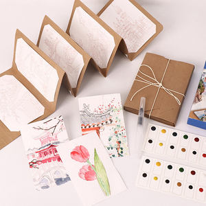 Personalizable colorido dibujo acuarela pintura órgano acordeón plegable página pintura arte conjunto con pincel DIY pintura conjunto - Product Image 1