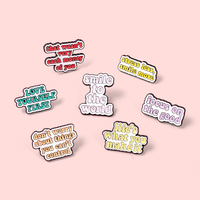 Choisissez Happy Enamel Pin Focus sur Good Love Yourself First Vous en valez la peine Go Crazy Broche Badge Bijoux Cadeau