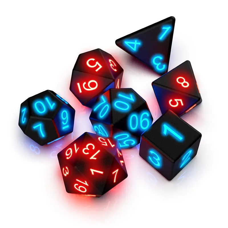 ZD353 Wholesale 7PCS Glowing Polyhedral Dice Table Games Novelty DND Game Dice Set Outdoor Party Luminous Dice Set