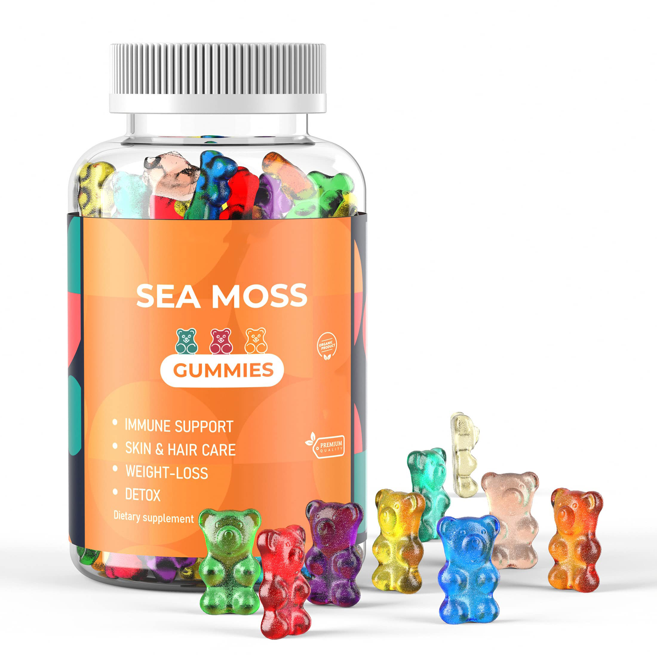 Full Spectrum 60 Gummies Immune Supplement For Kids and Adults Custom Seamoss Gummies Vegan Sea Moss Gummies