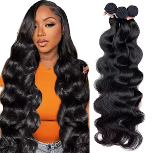 Natural Black <b>Body</b> <b>Wave</b> Human Hair Bundles Brazilian Remy Hair Double Drawn Weave Extensions Wholesale - Product Image 2