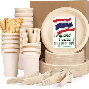 Bán Buôn Sinh Thái Thân Thiện Phân Hủy Sinh Học Mía Bã Mía Bột Giấy Bộ Đồ Ăn Dùng Một Lần Đồ Ăn Và Bộ Đồ Ăn - Product Image 1