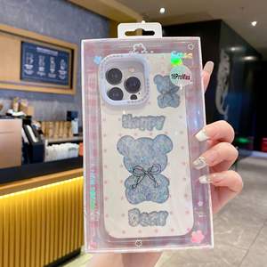 Design d'ours à carreaux coréen pour iPhone 15 Plus 16 Pro <span class=keywords><strong>Max</strong></span> 14 13 12P mignon femme pour Apple étuis de téléphone portable protecteur de caméra TPU - Product Image 5