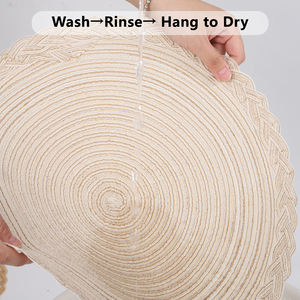 Manteles Individuales Redondos Tejidos a Mano, Ecológicos, <span class=keywords><strong>de</strong></span> <span class=keywords><strong>Tela</strong></span>, para Mesa <span class=keywords><strong>de</strong></span> Comedor, Venta al Por Mayor - Product Image 3