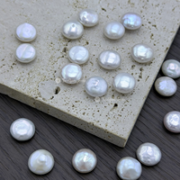 Grandes perles de culture d'eau douce blanches laiteuses de 11-13 mm, forme bouton baroque, perles naturelles en vrac à dos plat pour la création de bijoux DIY