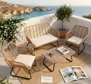 Ensemble <span class=keywords><strong>de</strong></span> <span class=keywords><strong>salon</strong></span> <span class=keywords><strong>de</strong></span> <span class=keywords><strong>jardin</strong></span> <span class=keywords><strong>en</strong></span> rotin et acier plein, 4 pièces, durable, avec coussins, table <span class=keywords><strong>en</strong></span> <span class=keywords><strong>verre</strong></span> <span class=keywords><strong>trempé</strong></span> pour patio et balcon - Product Image 3