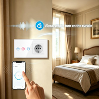 NOVSKI Interrupteur intelligent WiFi Tuya double 16A au design moderne et prise allemande pour la maison