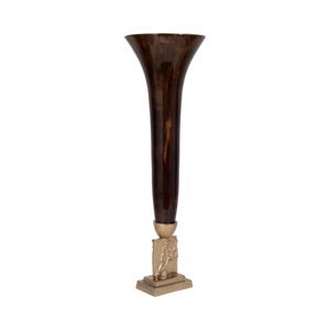 Vaso alto in vetro scultoreo, complemento d'arredo contemporaneo per soggiorno, ufficio, decorazione per la casa, vaso decorativo per fiori - Product Image 2