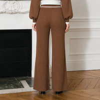 Ensemble deux pièces en tricot côtelé pour femme, grande taille, col en V, manches longues, confortable, pour l'hiver et Noël, en viscose, personnalisable OEM & ODM