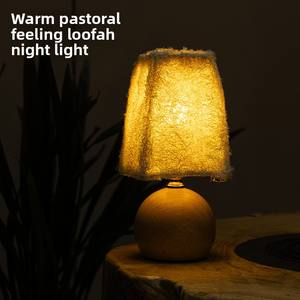 New Chinese-style retro creative loofah <b>table</b> lamp, diy handmade night <b>light</b>, desk, living room and bedroom decorative lamp - Product Image 6