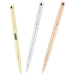Bolígrafo Metálico Delgado con Clip de Cobre, Personalizable con Logotipo, Económico, para Hotel, en Dorado/Oro Rosa/Plateado - Product Image 1