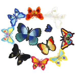Customized Embroidery Multicolor Butterfly Clothing Accessories Decorative Patch Ironing Back Adhesive Cloth Stickers