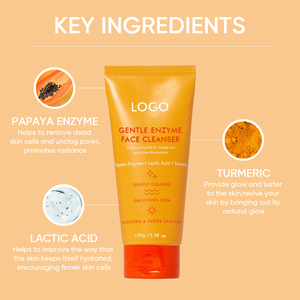Marque privée Maquillage à l'acide lactique éclaircissant pour le visage Élimination des cellules mortes Nettoyant enzymatique blanchissant à la papaye pour tous les types de peau - Product Image 4