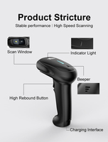 USB inalámbrico para Escáner de código de barras 2,4G CMOS fuente de luz 1D/2D lector de código QR para Windows Android Linux IOS sistemas Stock