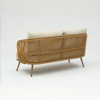 Ensemble de canapés modulaires d'extérieur en rotin PE courbé de luxe moderne avec table basse ronde en osier pour villa et jardin (SF225)