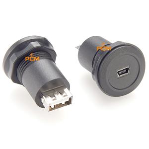 Adaptateur USB <span class=keywords><strong>Mini</strong></span> B vers USB <span class=keywords><strong>A</strong></span>, montage sur panneau rond, <span class=keywords><strong>Mini</strong></span> USB femelle vers USB 2.0 <span class=keywords><strong>A</strong></span> femelle, montage fixe fileté, connecteur de données - Product Image 2
