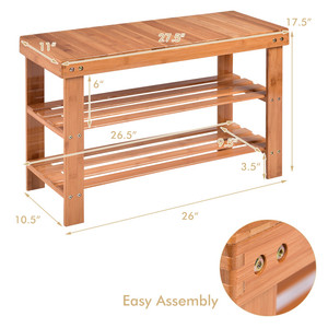 Sturdy & Durable Multi-Functional Wood Shoe Rack Bench for Entryway Storage Spaces - Product Image 6