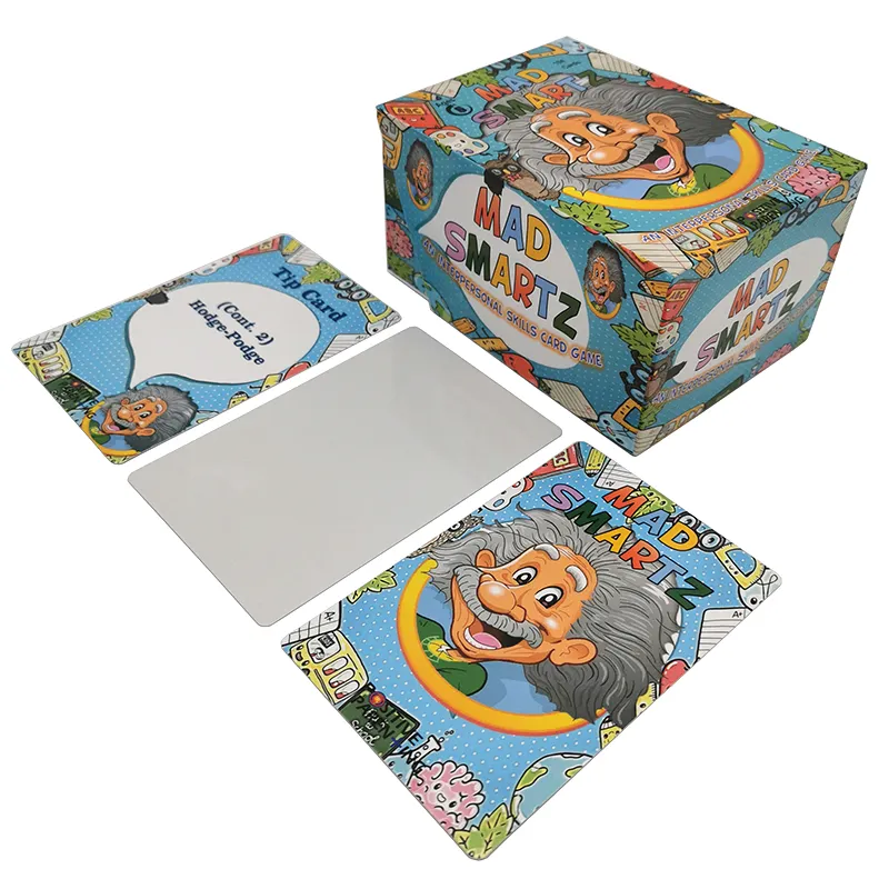 OEM 사용자 정의 인쇄 양면 색상 재미있는 교육 플래시 카드 빈 승화 팁 카드 어린이 대인 관계 기술 카드 게임