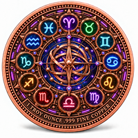 Pièce de collection commémorative ronde en cuivre fin 0,999, 1 oz, avec motif flamme de sorcière, dragon cornu, cercle runique, en relief 3D et couleur UV