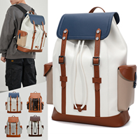 Mochila de Viaje SEWAFOX para Hombre, Impermeable, de Cuero PU, Gran Capacidad, Estilo Retro, con Cordón, para Computadora y Uso Diario