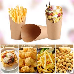 Gobelets en papier kraft jetables de qualité alimentaire pour frites, à emporter, 14 oz, 16 oz, personnalisés, avec cuillère à frites, gobelet en papier pour chips - Product Image 5