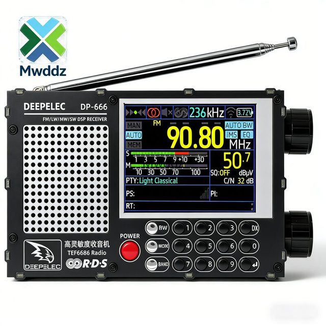 Black/White/Yellow DP-666 TEF6686 FM/LW/MW/SW Full Band Radio High Sensitivity DSP Receiver Support Secondary Development