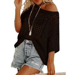Maglione Lavorato a <span class=keywords><strong>Maglia</strong></span> da <span class=keywords><strong>Donna</strong></span> Personalizzato con Logo Frontale, Casual, Nuovo, Manica Lunga, Estivo, Sexy, Traforato, da Spiaggia - Product Image 4