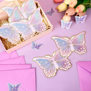 Juego de Tarjetas de Invitación de Papel con Forma de Mariposa Dorada de Ensueño, Sobres, Pegatinas, Graduación, Cumpleaños, Fiesta, Escritura a Mano, Creativo - Product Image 2