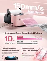 Impresora de Etiquetas de Envío Phomemo PM64D 4x6 con Pantalla Táctil, Impresora Térmica Bluetooth para Pequeñas Empresas, Detección Automática de Etiquetas, ROSA