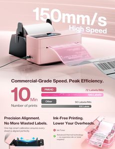 Imprimante d'étiquettes d'expédition Phomemo PM64D 4x6 avec écran tactile, imprimante <span class=keywords><strong>thermique</strong></span> Bluetooth pour petites entreprises, détection automatique des étiquettes, ROSE - Product Image 4