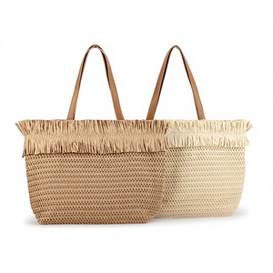 Nouveau Sac à Main en Laine pour Femme, Tendance Quotidienne, Décontracté, Vacances, Grande Capacité, Motif Tressé Simple et Frais, Fermeture Éclair à Franges, Tanjing - Product Image 1