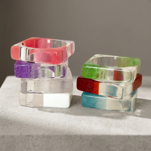 Bracelets carrés tendance en résine acrylique géométrique, colorés, faits à la main, unisexes, designs fantaisie, bijoux de mariage pour femme - Product Image 3