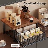 Nouvelle étagère double pour machine à café, multi-niveaux, coulissante, rehausseur de rangement, support de tasses pour comptoir, multifonctionnelle