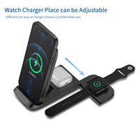 Support magnétique pliable entièrement amélioré 3 en 1, chargeur sans fil rapide 15W, charge simultanément téléphone, écouteurs, montre