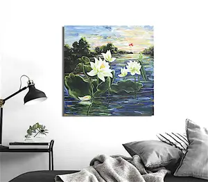 good home decor eco-friendly fabric origin handpainted artificial flowers modern landscape paintings suitable any spaces