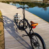 Vélo électrique à deux roues, avec une grande boîte de fruits/aliments à l'avant, pour la famille, à usage pour la livraison