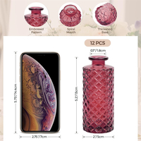 Vases à fleurs Art Déco en verre rouge, écologiques, couleurs personnalisables, petits diamants, mini fleurs pour centres de table, décoration de mariage et de maison