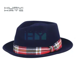HUAYI Topi Kualitas Tinggi Pemasok Topi Fedora Kecil Fashion Kustom Lembut Pria