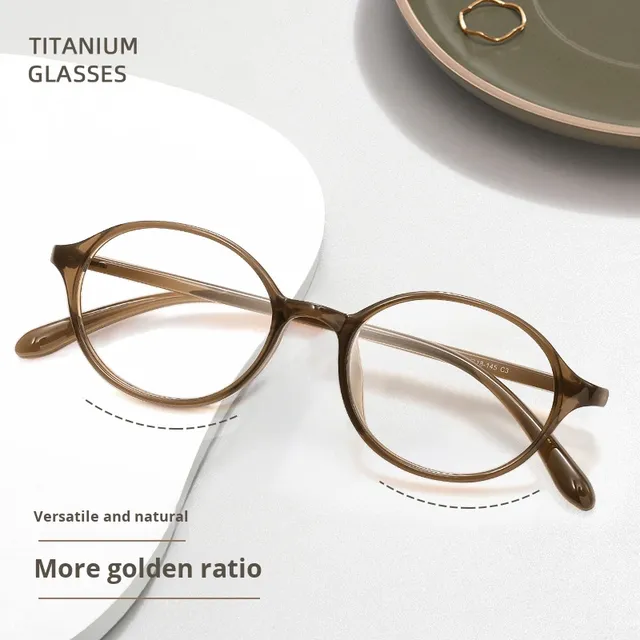 Wholesale New Oval Eyeglass Frames TR90 Tea Brown Optical Frame Skin Tone Friendly Clear Lens Custom Logo