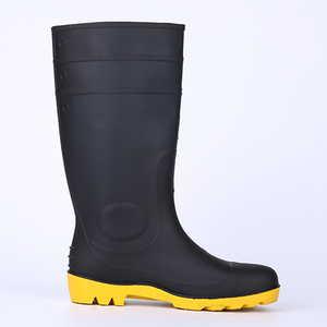 Bottes de pluie de sécurité en PVC noir, embout en acier, anti-perforation, résistantes aux produits chimiques et à l'huile, antidérapantes pour hommes, usage industriel - Product Image 2