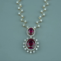 Collares de Diamantes Ovalados Cultivados en Laboratorio para Mujer, Plata de Ley Chapada en Oro, Certificación IGI, Diseño Moderno con Diamantes Swaroop