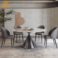 Moderner Luxus 4-6 Sitzer runder Esstisch Set Home Apartment Villa Schlankes Schiefer material Dinner Factory Großhandel Möbel