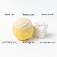 Bombe de bain artisanale au citron, boule effervescente jaune crémeuse, relaxante, hydratante, pour spa, lot de 6 pièces, vente en gros, personnalisable OEM ODM, 100g