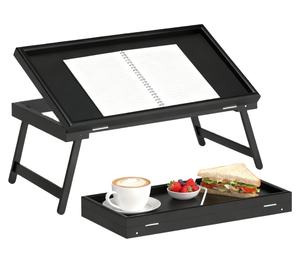 Plateau de <span class=keywords><strong>lit</strong></span> en bambou extra large, plateau pour les genoux, <span class=keywords><strong>bureau</strong></span> pour les genoux <span class=keywords><strong>avec</strong></span> support pour téléphone - Convient aux ordinateurs portables jusqu'à 17,3 pouces et à la plupart des tablettes - Product Image 1