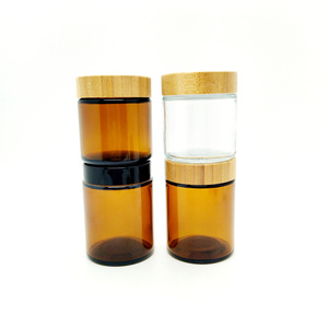Honig glas 1oz 2oz 4oz 8oz Frosted Clear Amber Leeres Gesicht Creme behälter Glas Kosmetik glas mit schwarzem Bambus deckel - Product Image 1