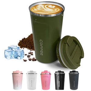Gobelet isotherme à double paroi personnalisé avec logo, 380/510 ml, pour emporter, tasses à café réutilisables, tasse à café en acier inoxydable avec couvercle - Product Image 1