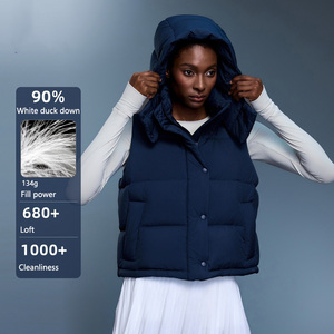 Roregal vêtements d'extérieur femmes hiver 90% duvet de canard blanc 4 panneaux gilet bouffant chaud coupe-vent à capuche <span class=keywords><strong>sans</strong></span> manches <span class=keywords><strong>doudoune</strong></span> - Product Image 1