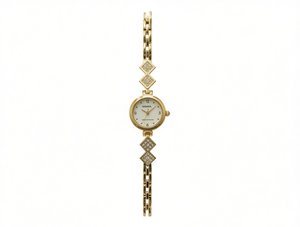 Orologio da donna Womaka, cassa rotonda placcata in oro da 24 mm, orologio alla moda con accenti di diamanti - Product Image 1